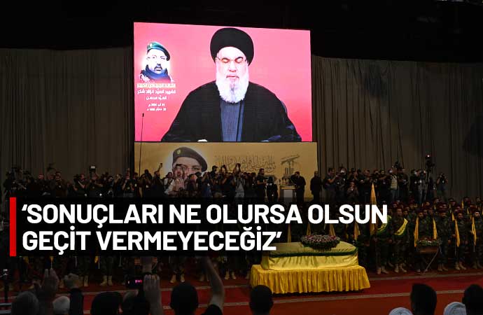 Hizbullah lideri Hasan Nasrallah, İsrail'in Beyrut'a düzenlediği saldırıya karşı misilleme yapacaklarını açıkladı. Nasrallah, misillemenin tek başlarına ya da İran destekli diğer gruplarla gerçekleştirileceğini belirtti.