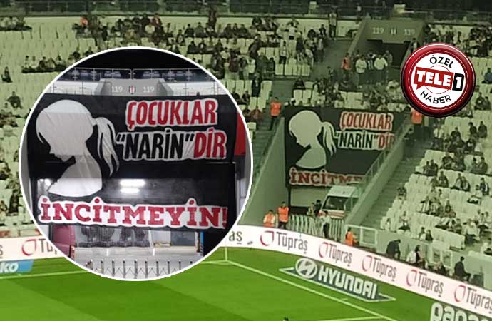 Beşiktaş tribünleri, Diyarbakır’da öldürülen 8 yaşındaki Narin Güran’ı unutmadı. Taraftarlar, Eyüpspor maçında, “Çocuklar Narin’dir. İncitmeyin” yazılı bir pankart açtı.