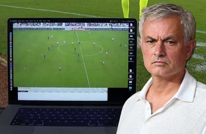 Mourinho’dan şaşırtan protesto! Bilgisayarı kameranın önüne koydu sarı kart gördü